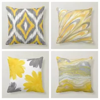 Белая, желтая, серая акварель, абстрактная наволочка 60*60, украшение для дивана, наволочка 45*45, украшение для дома 40X40CM