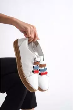 Белая женская кожаная повседневная обувь из натуральной кожи