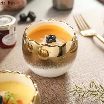 Белая золотая керамическая миска для яиц, миска для вареных яиц, миска для йогурта, десертные миски, специальная посуда для ресторанов молекулярной кухни