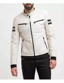 БЕЛАЯ мужская куртка ручной работы из натуральной овчины, стильный байкерский мотоцикл XS белый