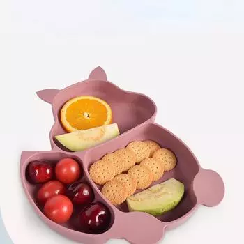 Беличье отделение Детская посуда Детская силиконовая миска для прикорма Детская вилка и ложка Встроенная силиконовая детская обеденная тарелка
