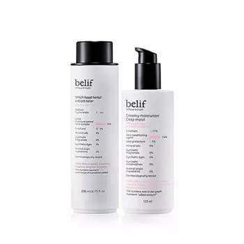 Belif Dry Skin Single Item 2-Piece Set / 200ml Witch Hazel Toner + 125ml Creamy Moisturizer, 1 piece