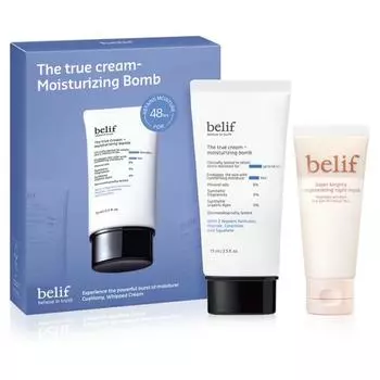 belif The True Cream Увлажняющий бальзам 75 мл + Регенерирующая ночная маска 35 мл Набор