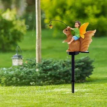 Белка на солнечных батареях, садовая ставка, скульптура животного, статуя для крыльца на открытом воздухе