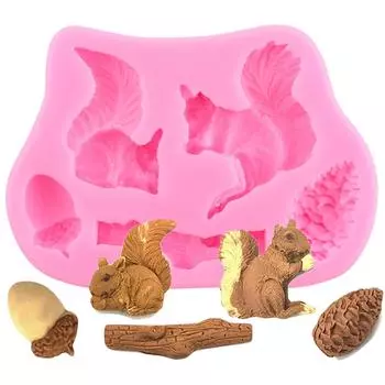 Белка сосновая шишка силиконовая форма конфеты смола глиняные формы DIY помадка инструменты для украшения торта формы для шоколадной мастики