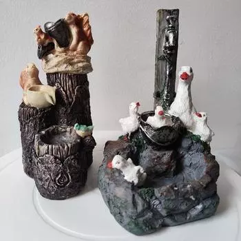 Белка Утка Скульптура Сад Садовое украшение для дома Украшения из смолы Бассейн Фонтан Ландшафтная статуя Лесное украшение для сада