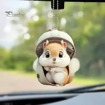 Белка в мешке подвесное украшение для дома комнатная рождественская елка зеркало заднего вида автомобиля 2D плоский акриловый мультяшный подвесной орнамент в виде животного Squirrel