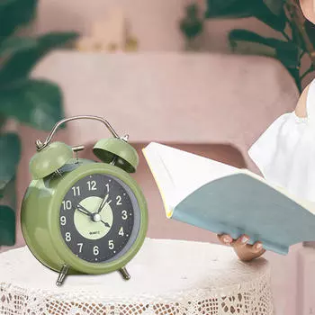 Аналоговый будильник с звонком, маленький, тихий, громкий, для офиса, в помещении, пожилых людей, студентов, тяжелый розовый