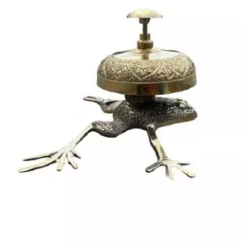 Bell Brass Frog Desk Bell – Antique Nautical Reception Counter Bell, 10.16 cm как