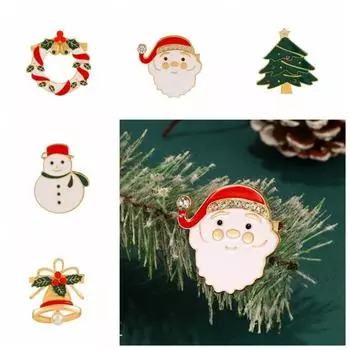 Bell Christmas Brooch Cartoon Dripping Oil Lapel Pin Personality Santa Claus Enamel Pins Daily B