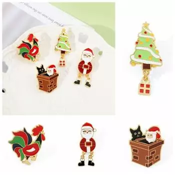 Bell Christmas Brooch Cartoon Dripping Oil Lapel Pin Unique Santa Claus Enamel Pins Girls D