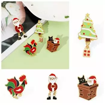 Bell Santa Claus Enamel Pins Christmas Tree Dripping Oil Lapel Pin Christmas Brooch Decoration D