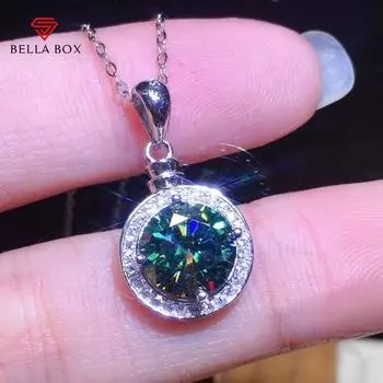 Bella Box 3 карата восемь сердец восемь стрел с покрытием Pt950 сине-зеленая цепочка на ключицу с кристаллами ожерелье для женщин свадебные украшения