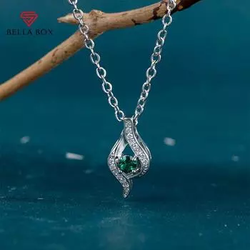Bella Box элегантное свадебное ожерелье для женщин белый/зеленый CZ кулон для помолвки ожерелье необычный подарок на день рождения модные ювелирные изделия 45cm зелёный