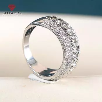 Bella Box элегантное золотого цвета кольцо в стиле хип-хоп для очаровательных женщин с 5а цирконами драгоценными камнями серебряного цвета для свадебной вечеринки, ювелирное изделие, подарок 6 белый