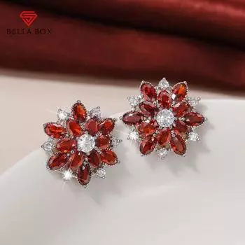 BELLA BOX элегантные женские серьги для свадебной вечеринки романтические розовые/красные серьги с фианитом для пирсинга модный современный дизайн женские украшения для ушей 1