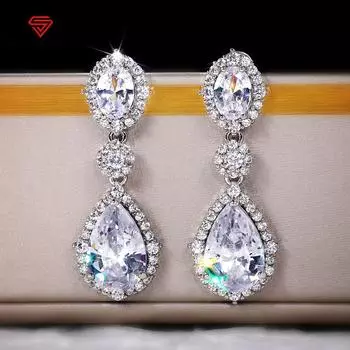 BELLA BOX элегантные женские серьги-подвески с кристаллами AAA кубического циркония, блестящие женские свадебные серьги, высокое качество, эффектные ювелирные изделия