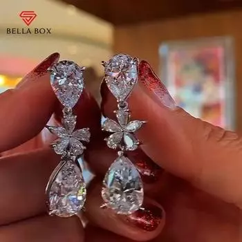 BELLA BOX эстетические серьги с цветком-каплей кубического циркония, романтические висячие серьги для женщин, необычный подарок, новые ювелирные изделия
