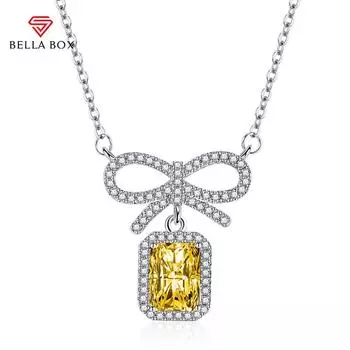 BELLA BOX бантом циркон кулон ожерелье несколько цветов модные свадебные помолвочные украшения зелёный