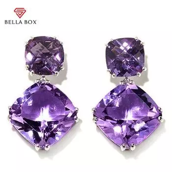 BELLA BOX Благородные свадебные серьги для свадьбы с геометрическим фиолетовым фианитом, элегантные женские аксессуары высокого качества, новые ювелирные изделия фиолетовый