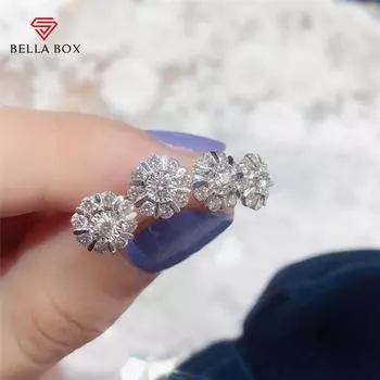 BELLA BOX блестящие серьги-гвоздики с кубическим цирконием женские для свадьбы, аксессуары для помолвки, высококачественные серьги серебряного цвета, ювелирные изделия