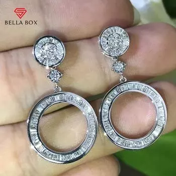 BELLA BOX блестящие висячие серьги с кубическим цирконием для женщин, эффектные аксессуары с кристаллами, подарок для девушки на годовщину, роскошные ювелирные изделия