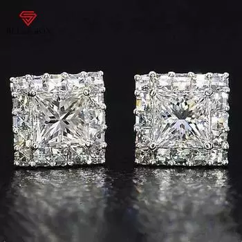 BELLA BOX Bling Blling квадратный цирконий серьги-гвоздики аксессуары для пирсинга ушей для женщин роскошные свадебные серьги подарочные ювелирные изделия