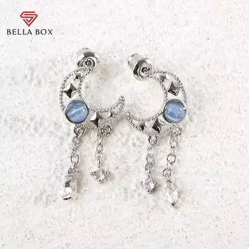 Bella Box богемные серьги с луной серебряного цвета, серьги-капли с кристаллами, женские модные ювелирные изделия, подарок