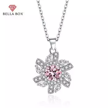 BELLA BOX Цирконий цветок кулон ожерелье несколько цветов модные свадебные помолвочные украшения синий