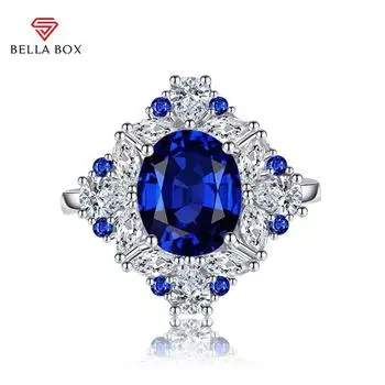 BELLA BOX Цветочное открытие изменяемого размера Кольца для женщин Циркон Помолвка Ювелирные изделия Подарок Adjustable Opening синий