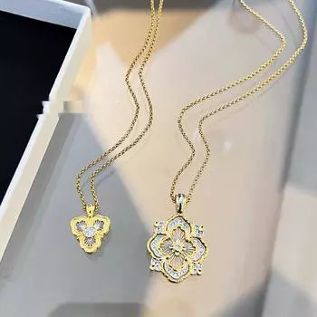 BELLA BOX Итальянский дворец Стиль двухцветный клевер полое кружевное ожерелье подходит для женщин ежедневные вечерние модные украшения clover