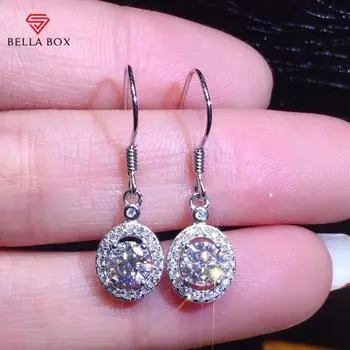 BELLA BOX Eight Heart Eight Arrows Plated PT950 Simulation Mosan Diamond Long Earrings Jewelry To Girlfriend Wedding Gift белый