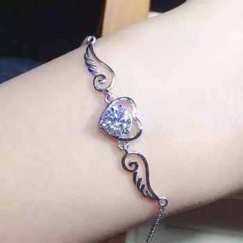 BELLA BOX Eight Hearts Eight Arrows Plated PT950 Zircon Heart Heart Angel Wings Fashion Bracelet For Women Hand Accessories 16+3CM белый