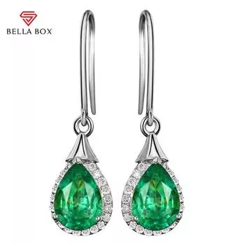 BELLA BOX Europe And The United States New Temperament Water Drop Shape Simulation Emerald Tourmaline Color Jewel Earrings Mother s Day Gift белый