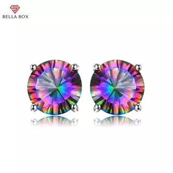 BELLA BOX Европа и США черные цветные одиночные бриллиантовые женские серьги простые модные украшения для подарка девушке на день рождения чёрный
