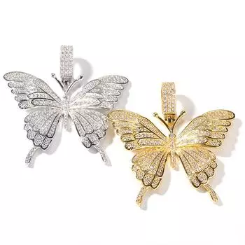 BELLA BOX Европейская и американская мода ожерелье-бабочка в стиле хип-хоп с микроинкрустацией преувеличенное ожерелье Necklace+Pendant платиновый