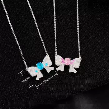 BELLA BOX Exquisite Bowknot Dreamy Gradient Pink Drill Sapphire Necklace Suitable For Women s Daily Party Fashion Jewelry розовый