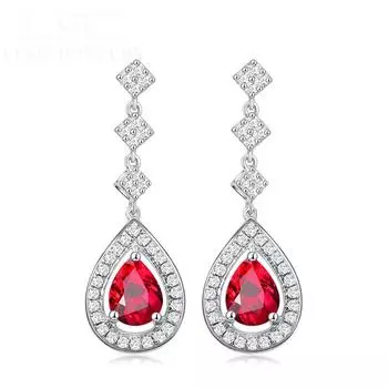 BELLA BOX Fashion Temperament Water Drop Shaped Red Corundum Color Treasure Copper Plated Platinum Earrings a pair красный