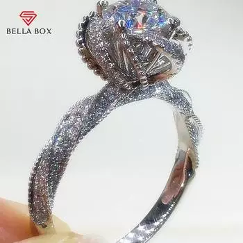 BELLA BOX Фонтан Восемь Сердце Восемь Стрел Сеть Красный Живой Горячий Продаж Новый Моделирование Мосан Дрель Полный Бриллиантовое Кольцо Женский 17.3mm белый