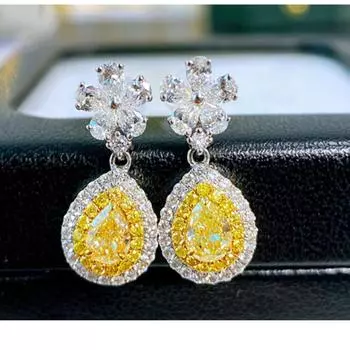 BELLA BOX, форма капли воды, золотой циркон, хит продаж, новые серьги с бриллиантами, женские серьги в стиле знаменитостей, модные серьги, ювелирные изделия earrings жёлтый