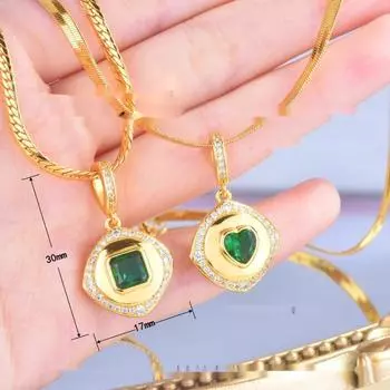 BELLA BOX французское винтажное ожерелье в форме сердца с легким роскошным ретро-поддельным натуральным изумрудом, подходящее для повседневной женской вечеринки, ювелирные изделия высокого класса square зелёный