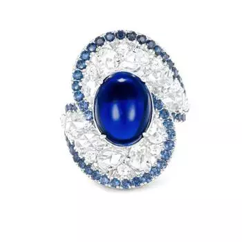 Кольцо BELLA BOX French Luxury Blue Swirl Design из Шри-Ланки со шпинелью синего цвета, подходит для женского свадебного банкета, ювелирные изделия высокого класса Adjustable opening синий