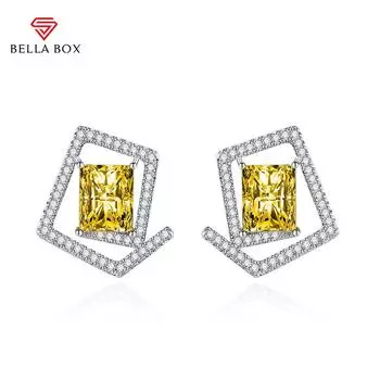 BELLA BOX геометрические квадратные серьги с цирконом, модные женские аксессуары для вечеринок зелёный