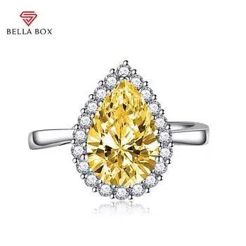 BELLA BOX грушевидные кольца с изменяемым размером для женщин, циркон, помолвка, ювелирные украшения, подарок Adjustable Opening зелёный