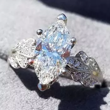 BELLA BOX, хит продаж, инкрустированное конским глазом, циркониевое кольцо, кружевное кольцо с листьями, модное кольцо с цветочным принтом, свадебные украшения 6-no. платиновый