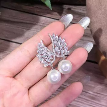 BELLA BOX, хит продаж, новые серьги с имитацией изумруда, турмалина и жемчуга, полные бриллиантов, квадратные серьги принцессы, ювелирные изделия earrings белый