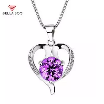 Bella Box, хит продаж, великолепная индивидуальная цепочка на ключицы в форме сердца, темпераментное ожерелье с кристаллами для женщин, свадебные украшения фиолетовый/белый