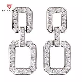 BELLA BOX хорошее качество геометрические висячие серьги для женщин кристалл круглый цирконий свадебная вечеринка модные украшения белый