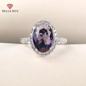 Bella Box Индивидуальные свадебные кольца с фиолетовым цирконом, элегантные массивные кольца хорошего качества для очаровательных женщин, подарок на свадебную церемонию 6 фиолетовый