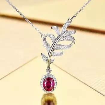 BELLA BOX Интернет-стиль знаменитости имитация голубиной крови рубиновый лист перо ключичная цепочка подходит для женщин повседневная вечеринка модные украшения